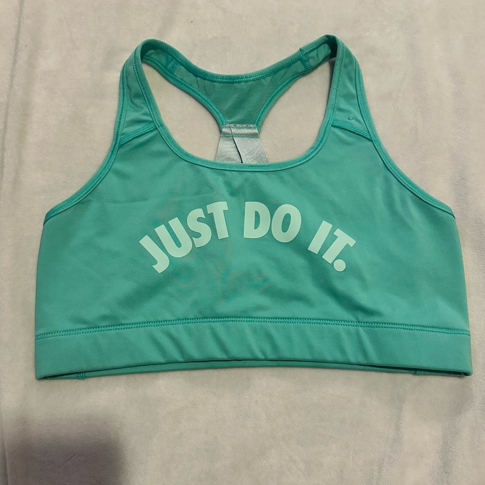 Nike Dri-Fit “JUST DO IT.” Sports Bra – Teal – Size L